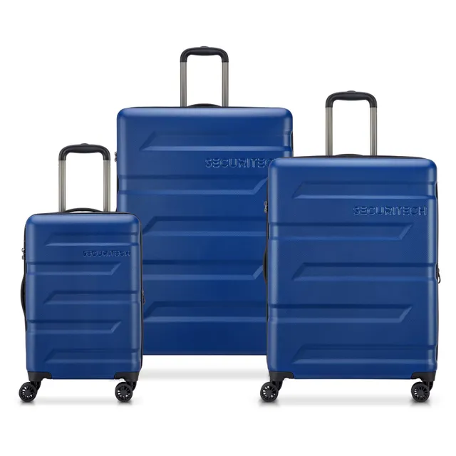 Delsey Securitech Slash Hardside Spinner Luggage Set, Blue, 3 PCS