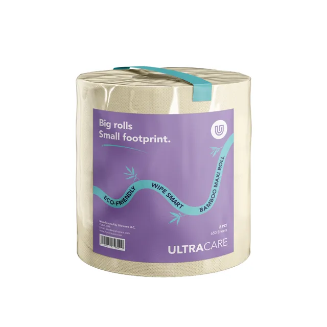 Ultra Care Bamboo Jumbo Roll Embossed Ultra Soft Tree Free Tissue, Maxi Roll, 2 Ply x 650 Sheets