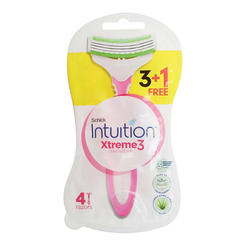 Schick Intuition شفرات إكستريم 3 للبشرة الحساسة - 4 شفرات