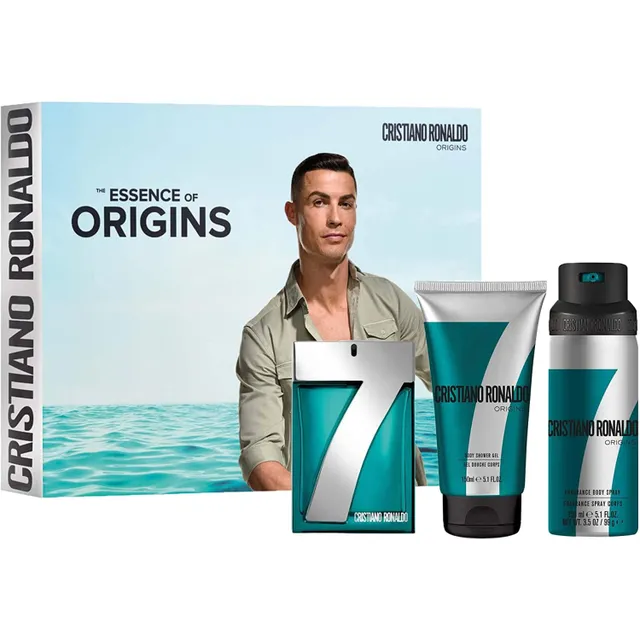 Cristiano Ronaldo 7 Origins Gift Set Eau de Toilette For Men, + Body Spray + Shower Gel