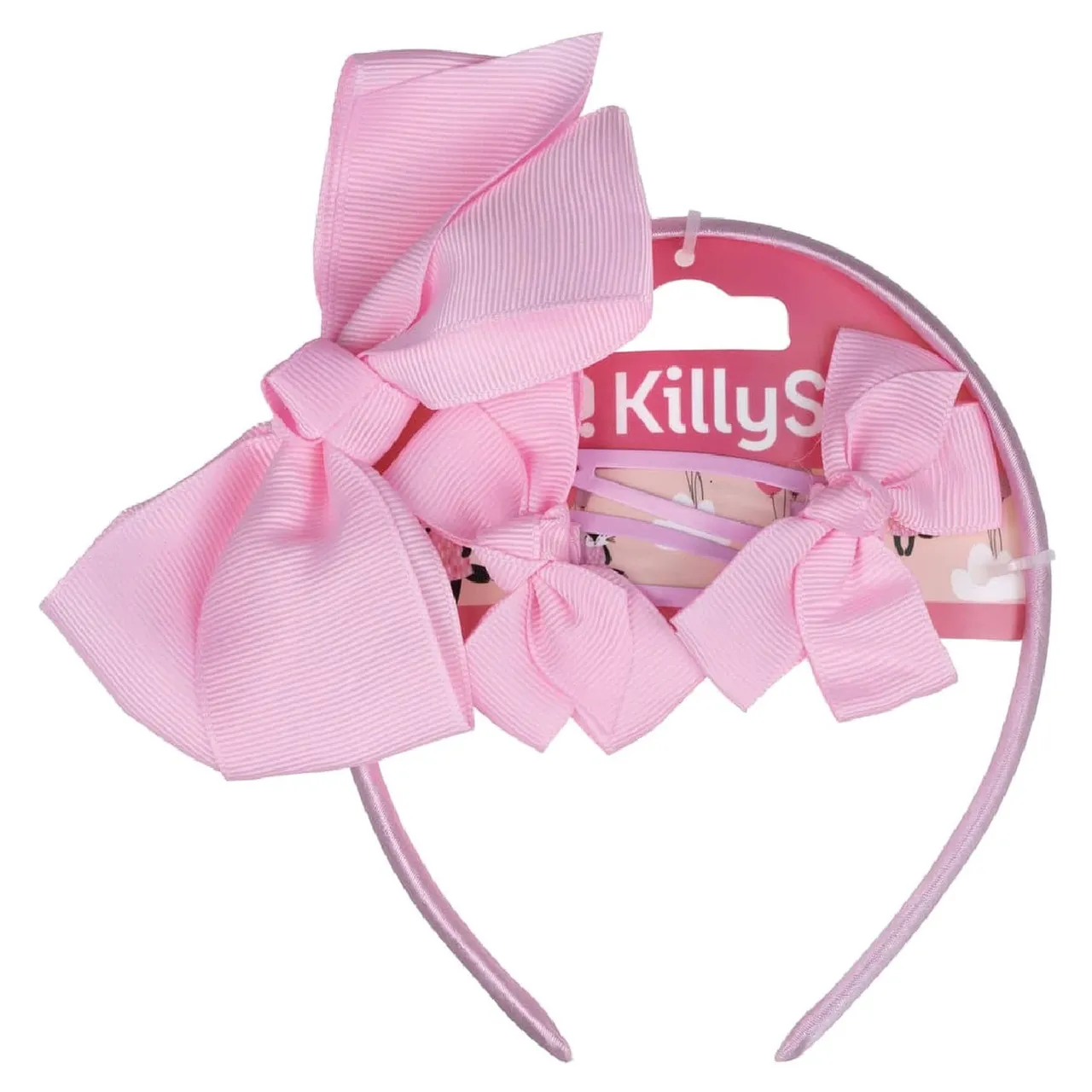 Killys طقم عصابة رأس ومشابك شعر وردية للأطفال