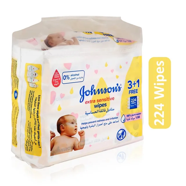 Johnson&Johnson Extra Sensitive Baby Wipes - 224 Wipes