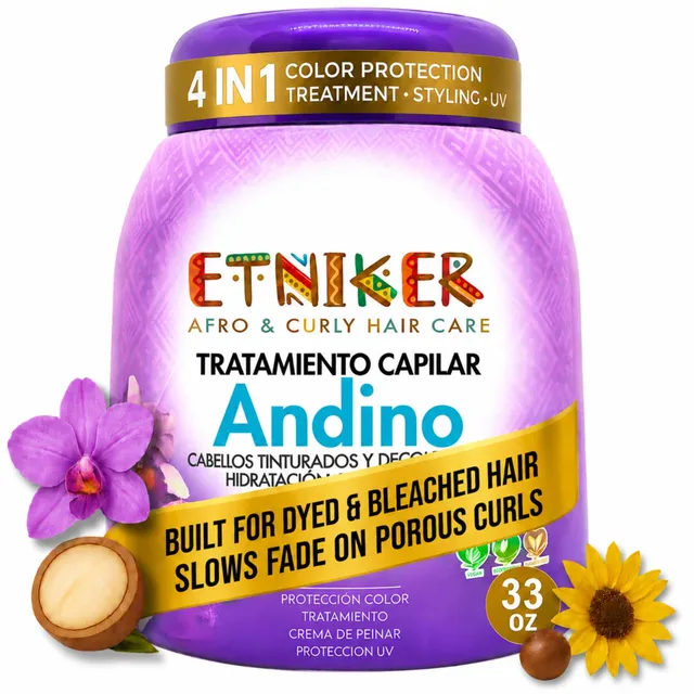 Etniker Afro Hair Care Etniker Andino Curl Cream for Color Treated Curly Hair, Leave In 33 oz