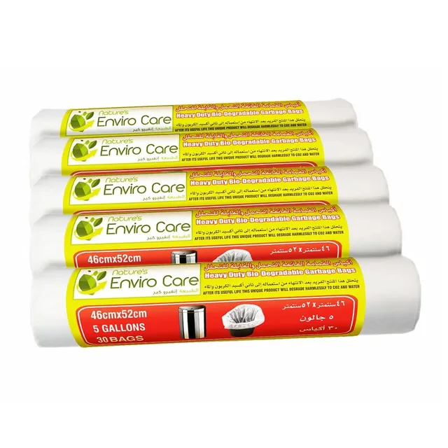 Enviro Care Bio White 5 Gallon Garbage Bag Roll 46 x 52cm - 5 x 30 Pcs