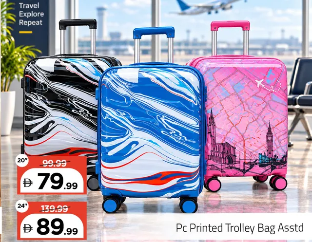 Pc Printed Trolley Bag Assorted