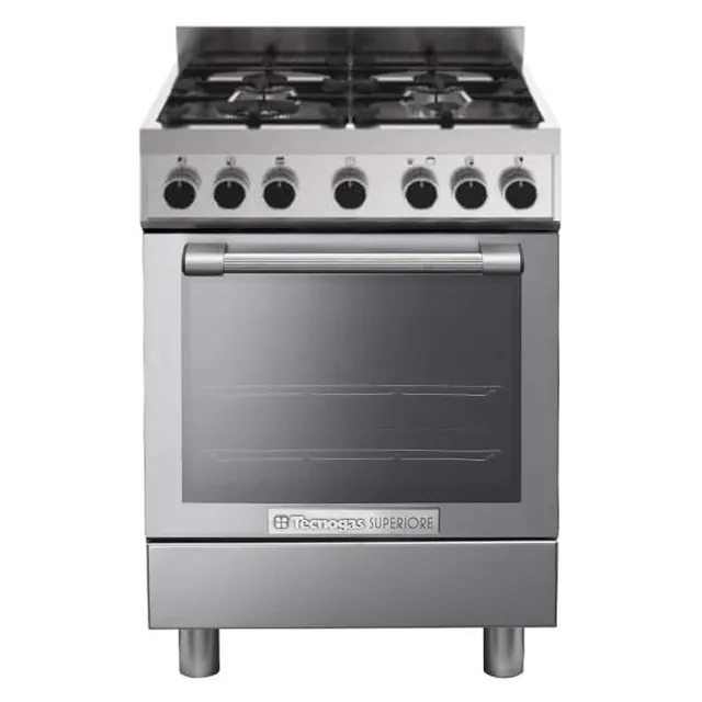Tecnogas Technogas 60cm Superiore Gas Cooker 60/, Gas Cooker with convection fan, Oven capacity, Removable glass door, cast iron grid, Made in Italy, TCN266GG4WX