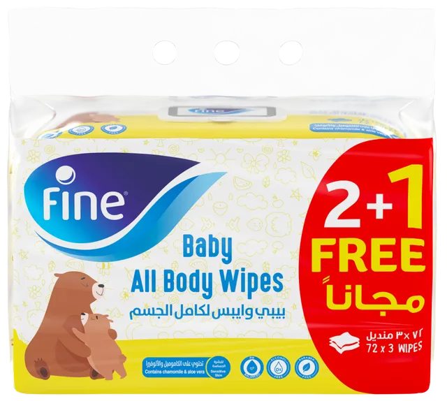 Fine Baby All Body Wipes - 3 x 72's
