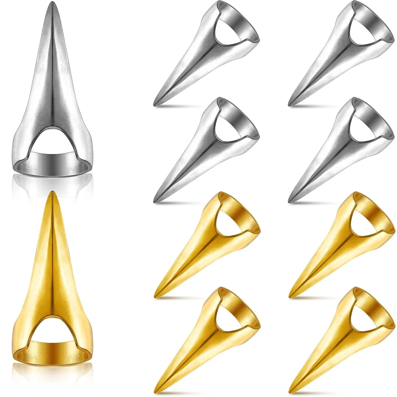 Hicarer 10 Pcs أدوات ضفائر معدنية خواتم أصابع للشعر بالفضي والذهبي