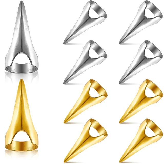 Hicarer 10 Pcs Stitch Braids Tool Metal Finger Rings Hair, Silver and Gold