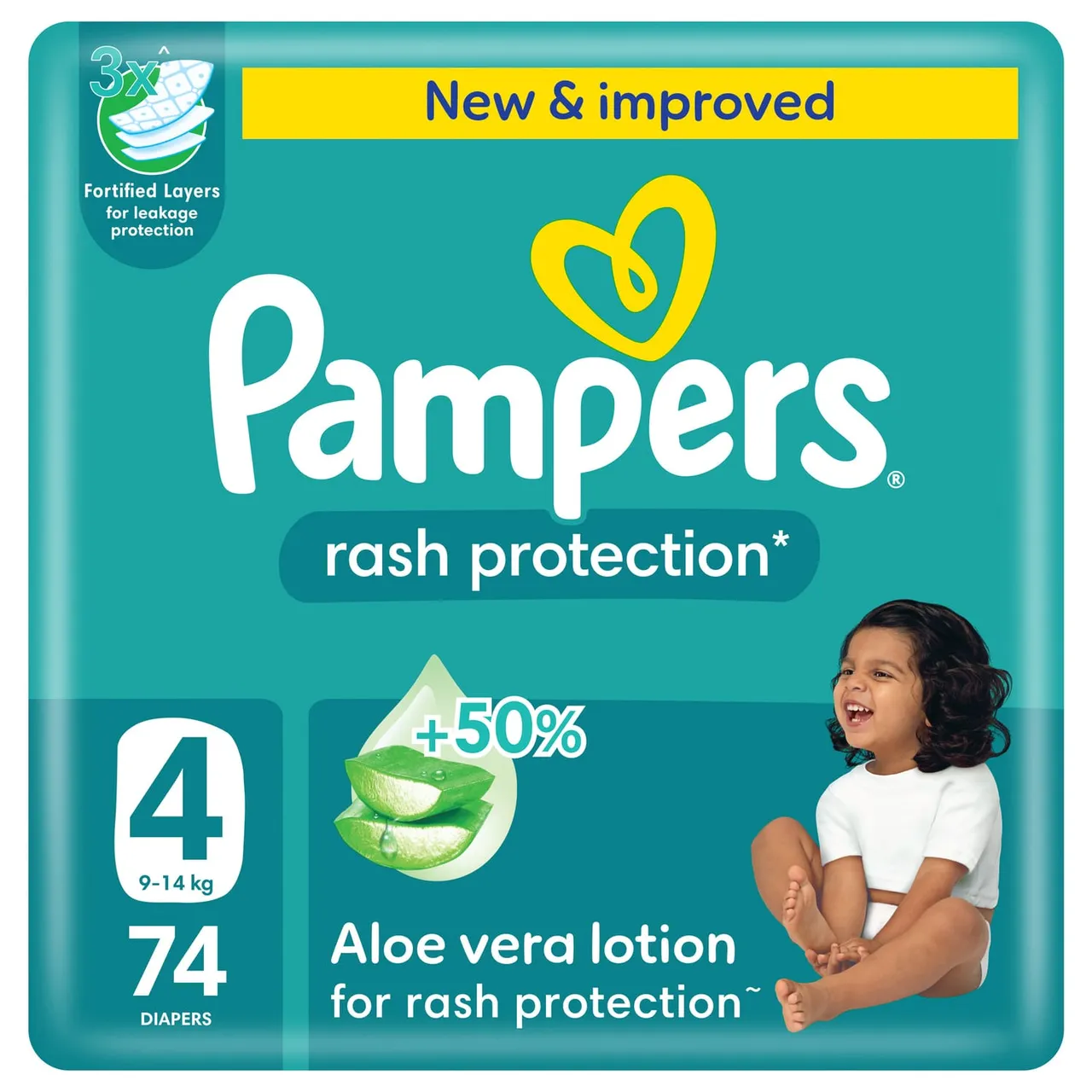 Pampers حفاضات لاصقة للحماية من الطفح، مقاس 4، 9- ، عبوة عملاقة، 74 pcs