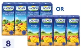 Lacnor 100% juice mango or cocktail
