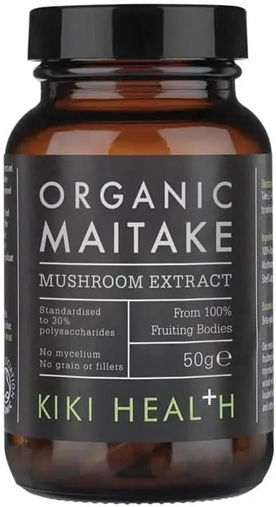 kiki health Organic Maitake Extract Mushroom Powder, Antioxidants Rich Superfood For System Support, Real Fruiting Bodies Extract Supplement, Vegan, Gluten-Free