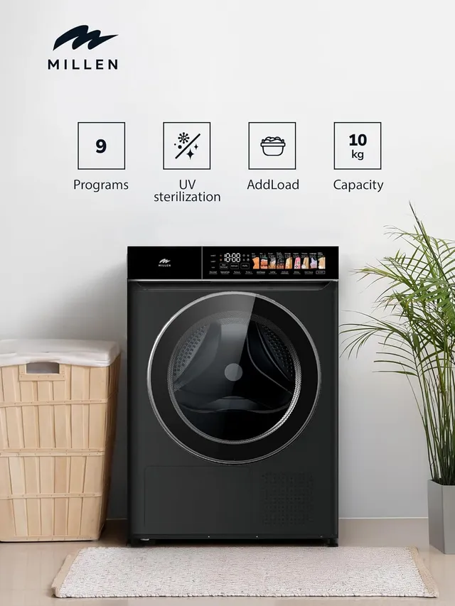 Millen Front Load Heat Pump Dryer – 3Y Warranty, Smart, Efficient & Gentle Drying, МDM10BLD