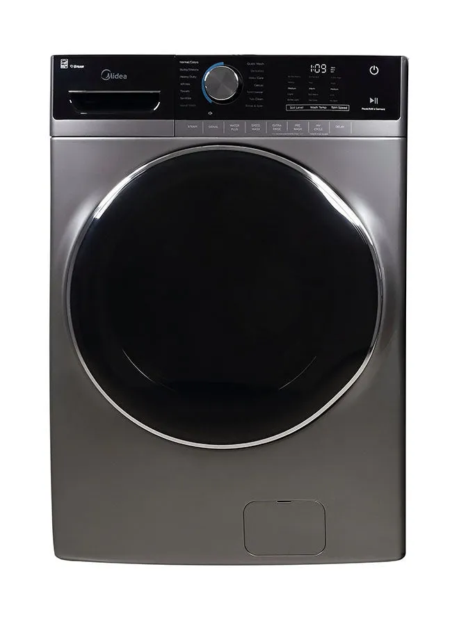Midea غسالة تحميل أمامي إصدار جديد بالبخار والغسيل المسبق، سرعة دوران عالية 1300 RPM لون فضي MF600W210BS