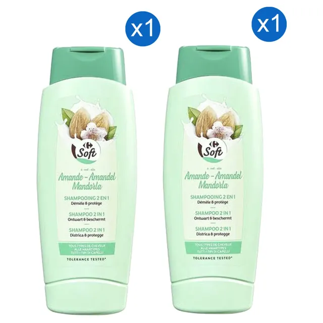 Carrefour Soft Almond 2-in-1 Shampoo and Conditioner, Pack of 2