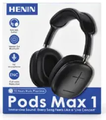 Henin W/L Head Phone Pods Max 1