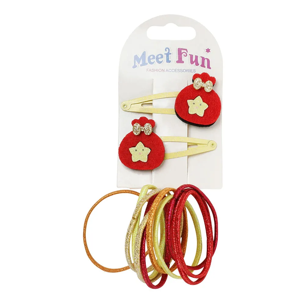 Meet Fun طقم ربطات شعر وإكسسوارات موضة مع 2 مشبك - طقم