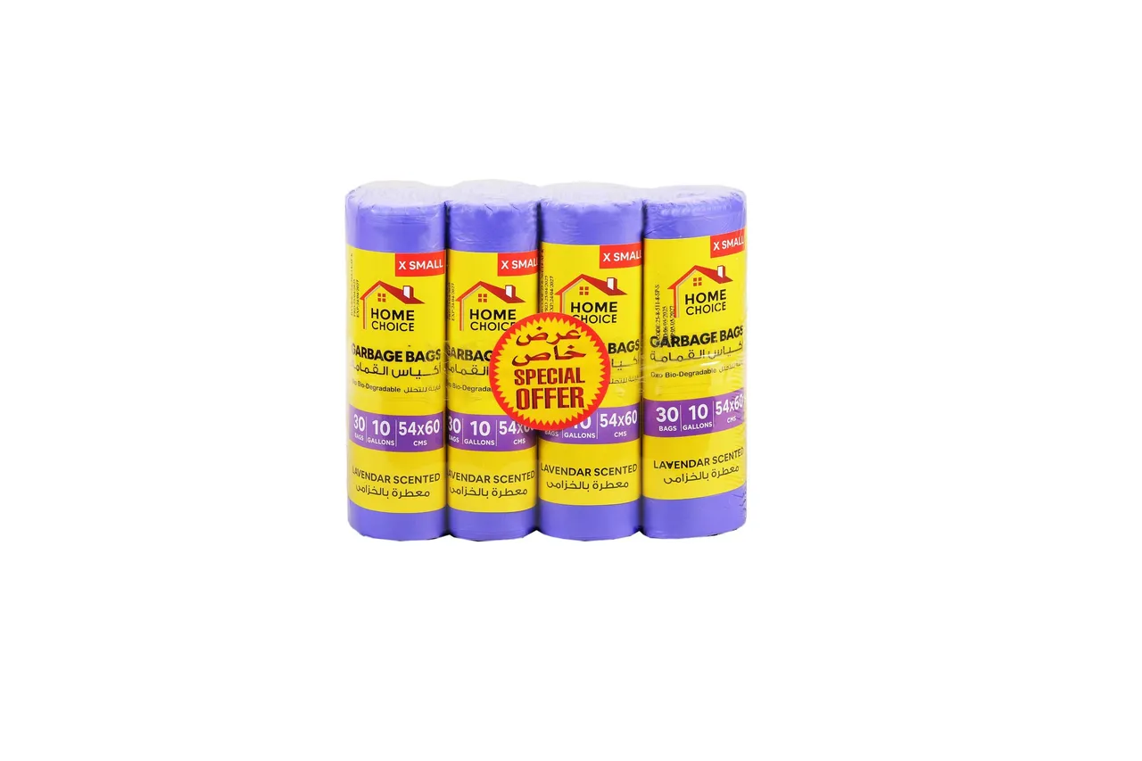 Home Choice أكياس قمامة برائحة اللافندر 54x60cm - 4 x 30 Pcs