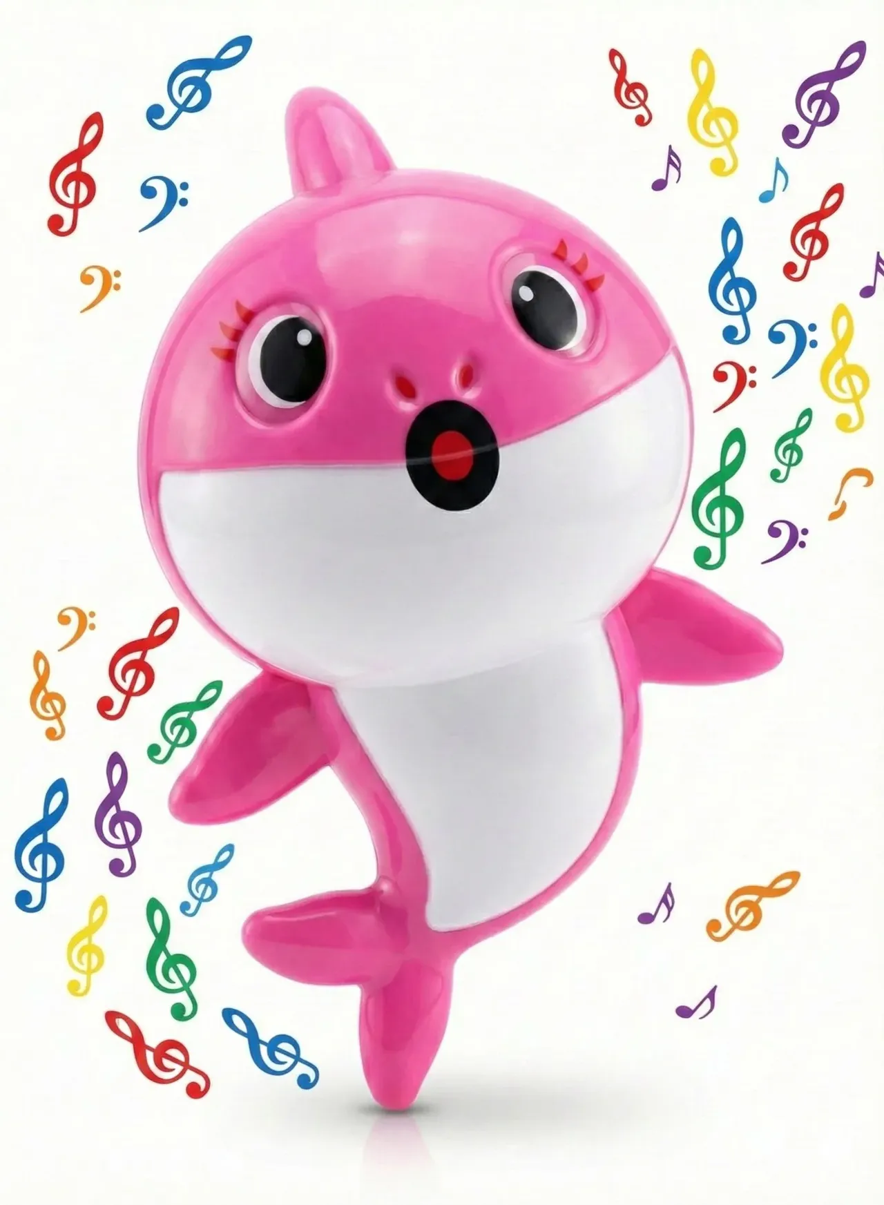 rezzoss لعبة موسيقية Baby Shark للأطفال - مجسم سمكة قرش وردية غنّاء مع أضواء LED وامضة، مجموعة لعب حسية لطيفة على شكل حيوانات المحيط، لعبة صوتية إلكترونية تفاعلية، أفضل هدية عيد ميلاد للأطفال الصغار