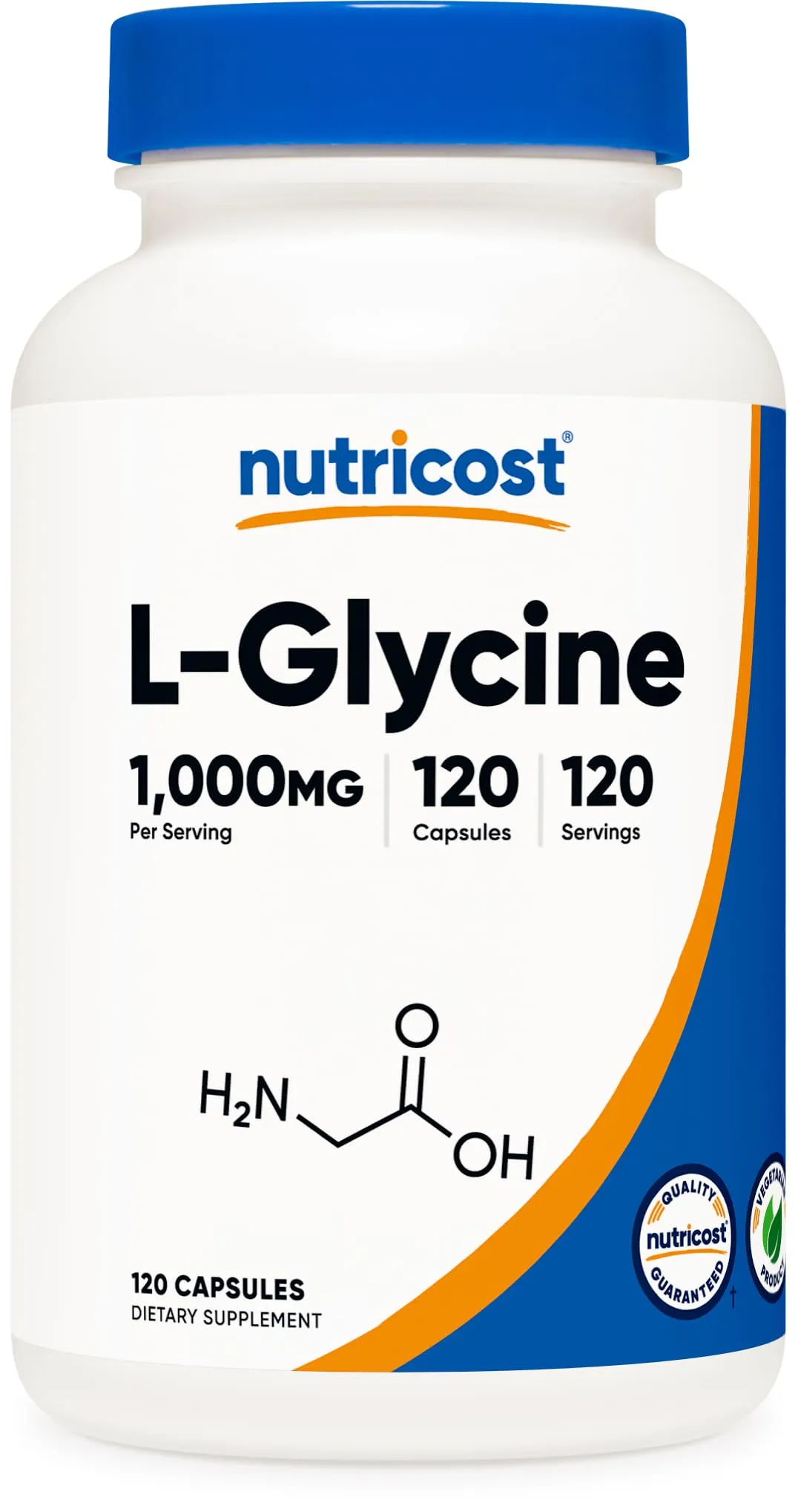 Nutricost L-Glycine 1000mg، 120 كبسولة، نباتي، غير معدل وراثيا وخال من الجلوتين