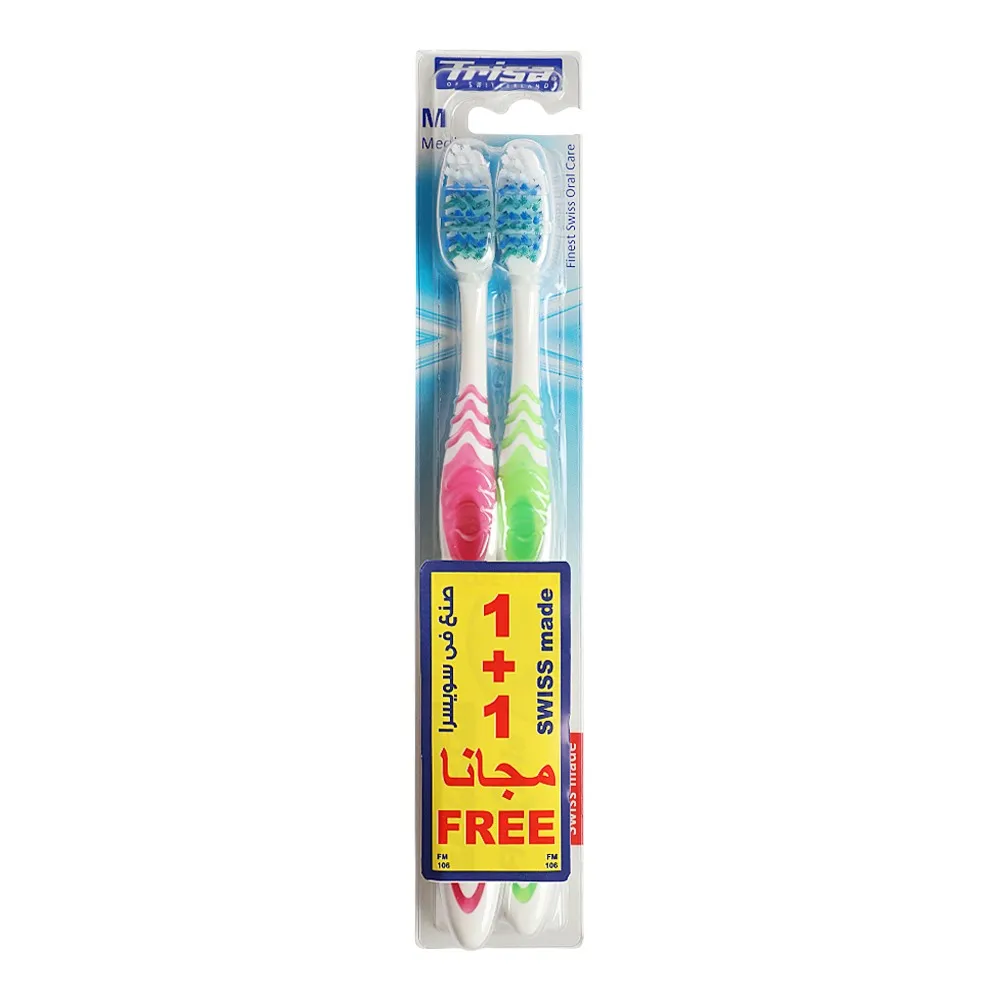Trisa فرشاة أسنان فليكس-أكتيف وسط - 2 Pcs