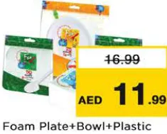 Fun Foam Plate+Bowl+Plastic Spon+Npkn Set