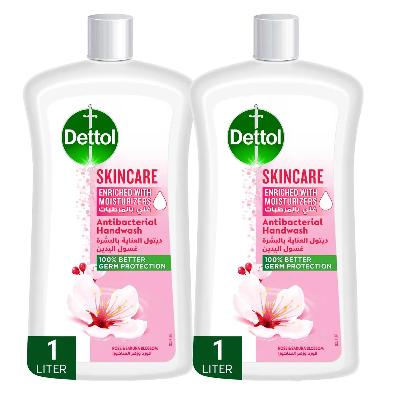 Dettol عبوة إعادة تعبئة غسول اليدين السائل للعناية بالبشرة برائحة الورد وزهرة الساكورا