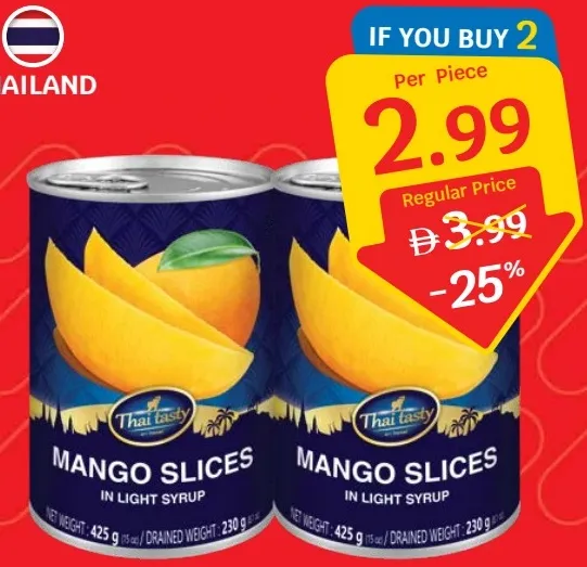 Thai Tasty شرائح مانجو معلبة