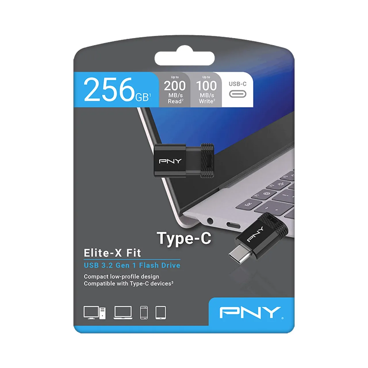Pny فلاش درايف Elite-X Fit بمنفذ Type-C USB 3.2، سعة 256 GB، P-FDI256EXFITC-GE