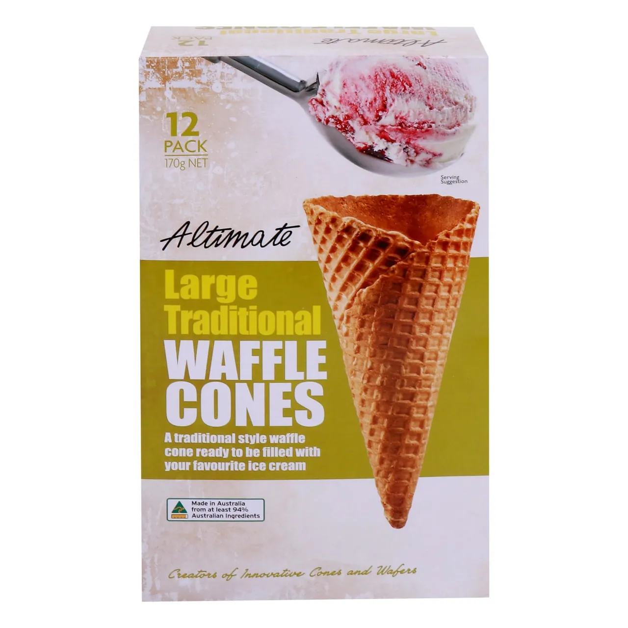 Altimate أقماع وافل تقليدية كبيرة 12 pcs