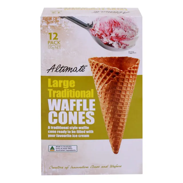 Altimate Traditional Waffle Cones Large 12 pcs