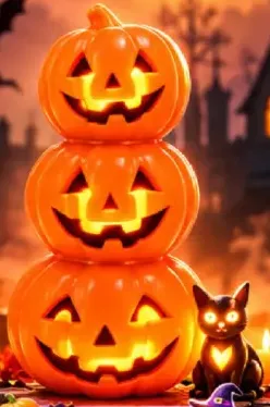 Halloween Pumpkin with cat light