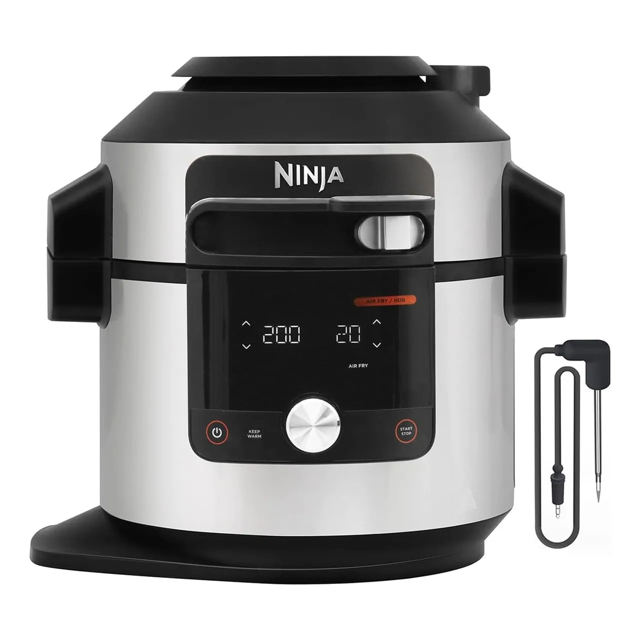 Ninja طباخ متعدد بغطاء SmartLid 15 في 1 Foodi Max OL750ME أسود وفضي