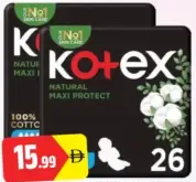 Kotex Natural Maxi Protect Normal, Assorted