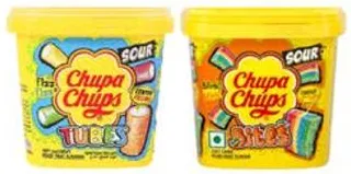 Chupa Chups Mixed Fruit Sour Bites/Tubes Tub
