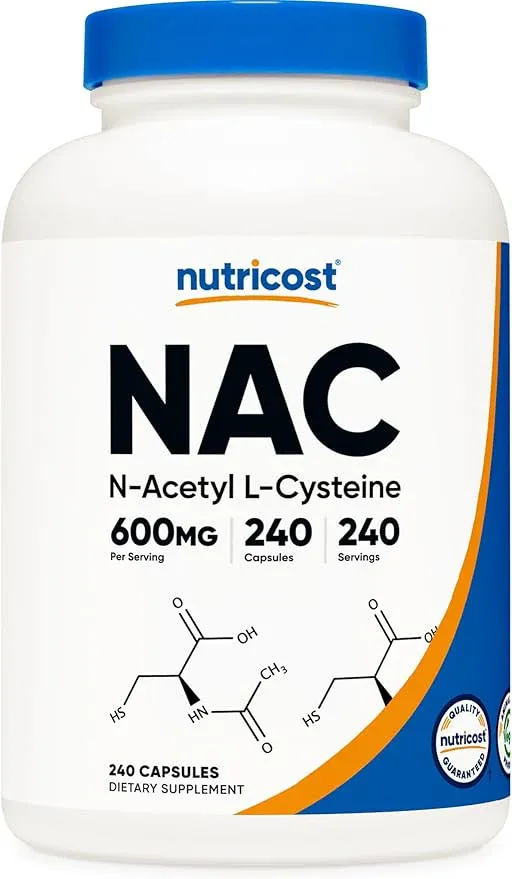nutricost N-Acetyl L-Cysteine 600Mg, 240 Veggie Capsules - Non-GMO, Gluten Free, Vegetable Caps