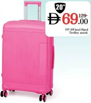 PP 4Wheel Hard Trolley Assorted