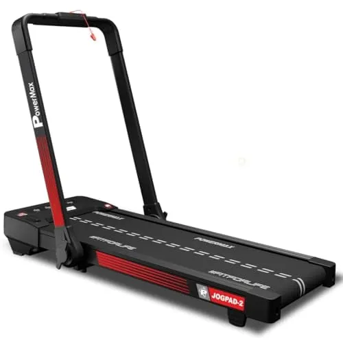 Powermax Fitness Jogpad-2 4.0Hp DC Motor Motorized Touch Screen LED Dual Display Treadmill With Compact Foldable And Remote Control