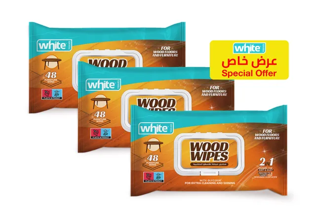 White Wood Wet Wipes - 3 x 48 Pcs