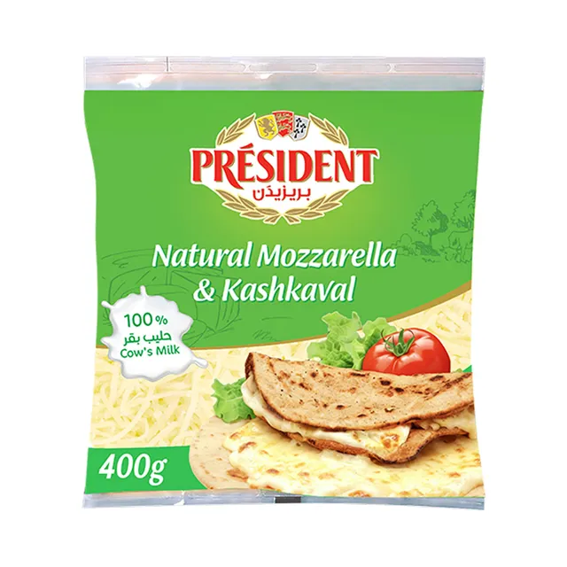 President shredded mozzarella and kashkaval cheese