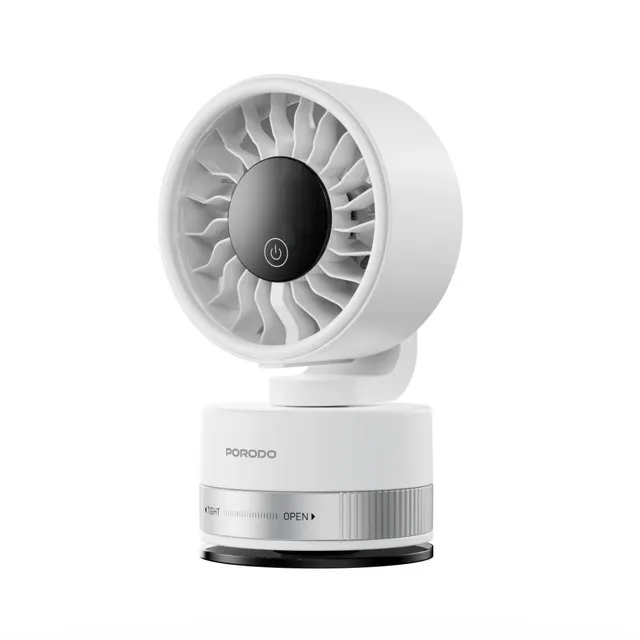 porodo Chillo Luxe 4000mAh Portable Suction Cup Fan with LED Display & 100 Speed Levels