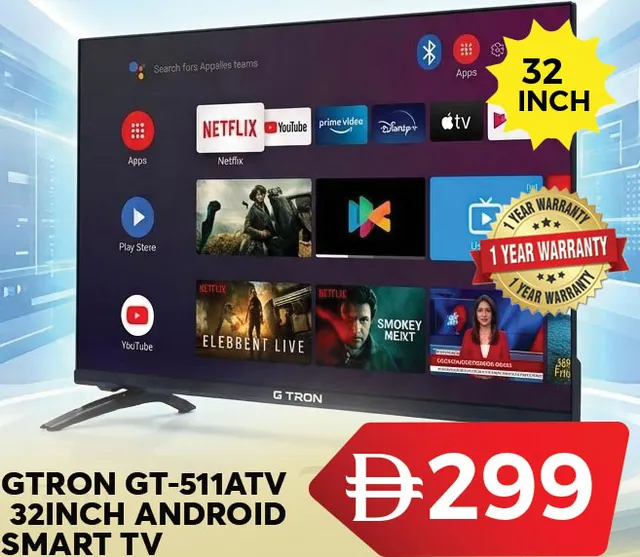 Gtron GT-511ATV 32Inch Android Smart Tv, 32-Inch Android TV 511, Jetron Television
