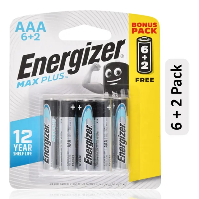 Energizer Max Plus AAA Alkaline Battery - 6 + 2 Pack