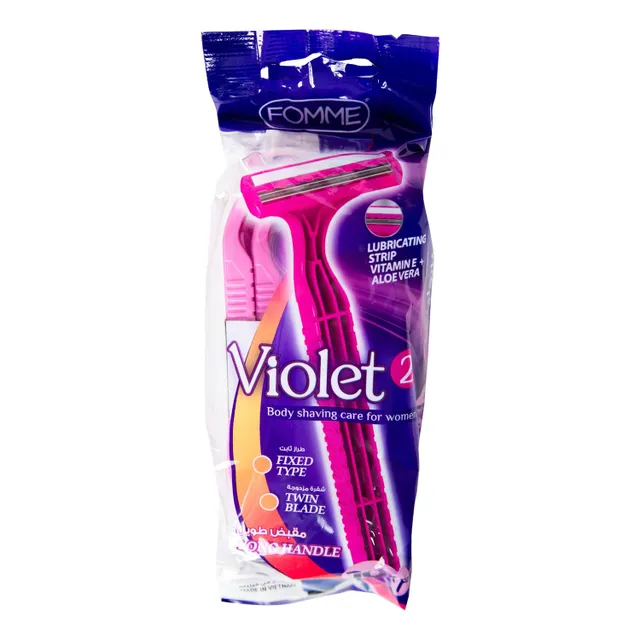 LuLu PL Fomme Violet 2 Long Handle Razor Body Shaving Care for Women 10 pcs