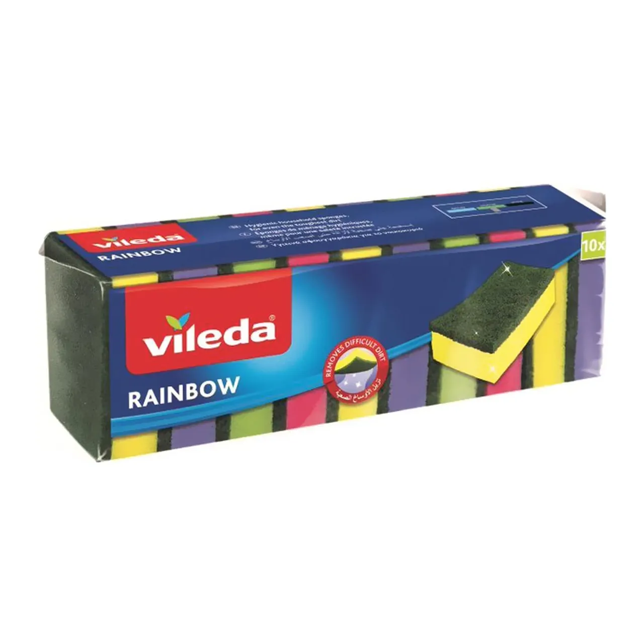 Vileda إسفنجة رغوة لغسيل الأطباق مع سلكة تنظيف ملونة 10 PCS