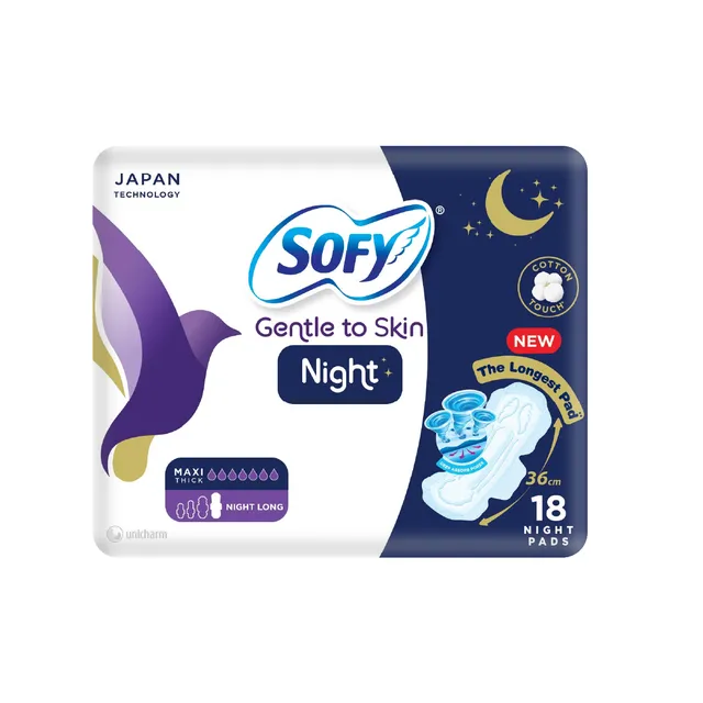 Sofy Night Long Sanitary Pads Size 36cm - 18 Pcs
