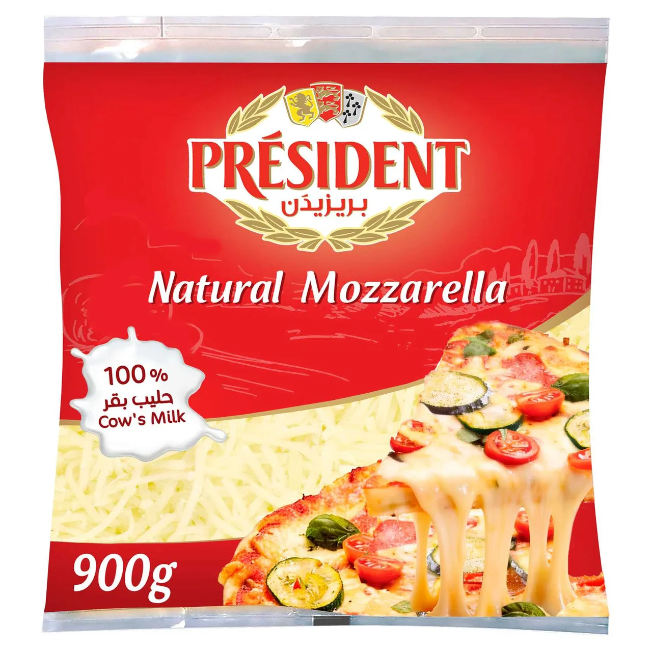 President جبن موزاريلا طبيعي مبشور