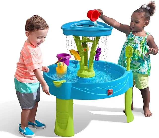 Step2 Summer Showers Splash Tower Water Table Kids Play With 8-Pc Toy Accessory Set