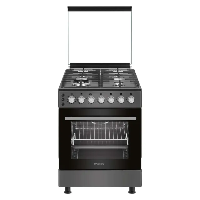Daewoo 60cm Cooker DGC-S664PSI, Cast Iron, Smoke Inox, 4 Burners