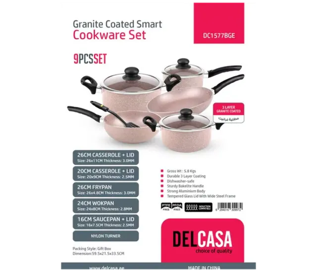 Delcasa Granite Coated Aluminum Cookware Set